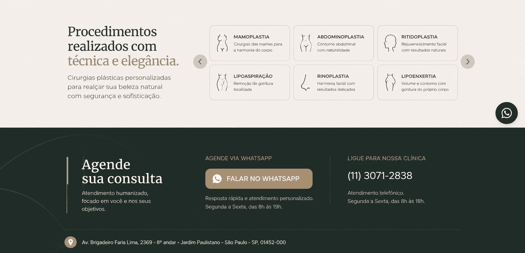 Modelo de site para médicos com informações de atendimento e localização